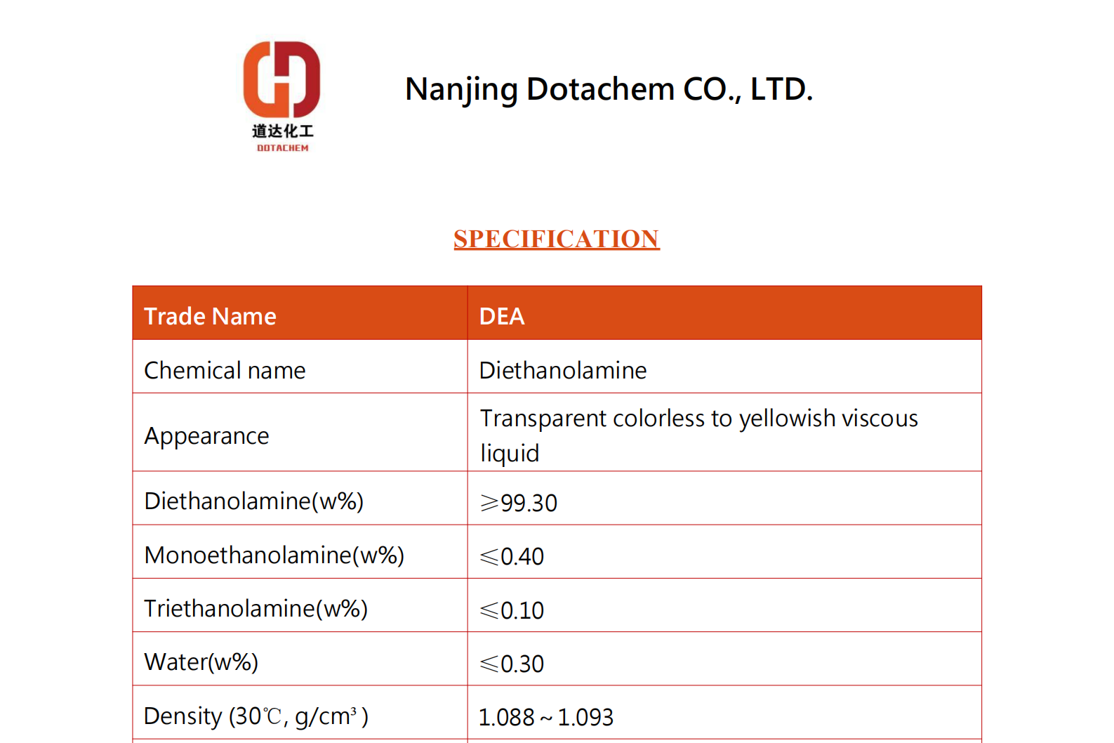 Dietanolamin DEA-TDS-Dotachem